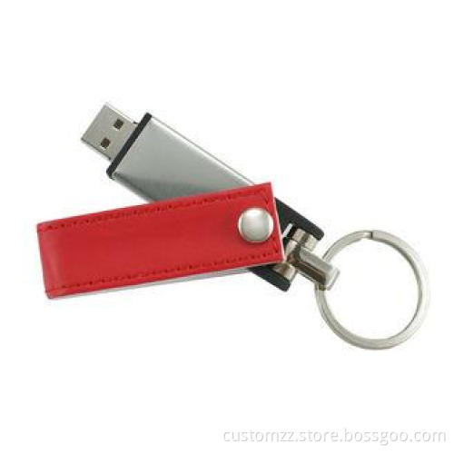 Unique Swivel Leather USB Flash Drive / Large Capacity Flas